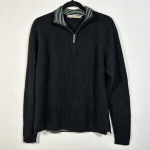 Luxury Business Casual Cashmere Sweater Pullover 1/4 Zip Raffi Men's Black Large